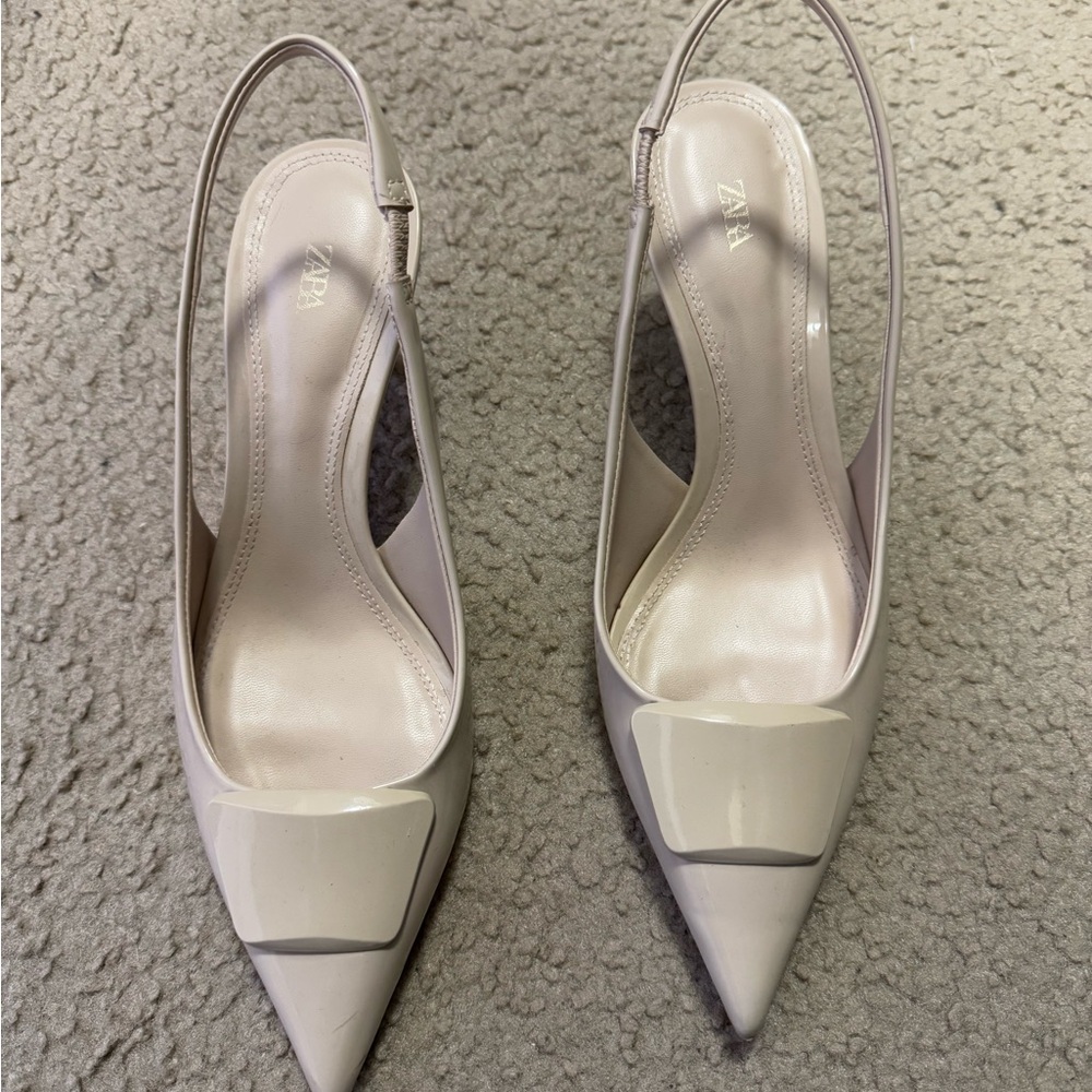 Zara Women's Cream Slingback Heels
